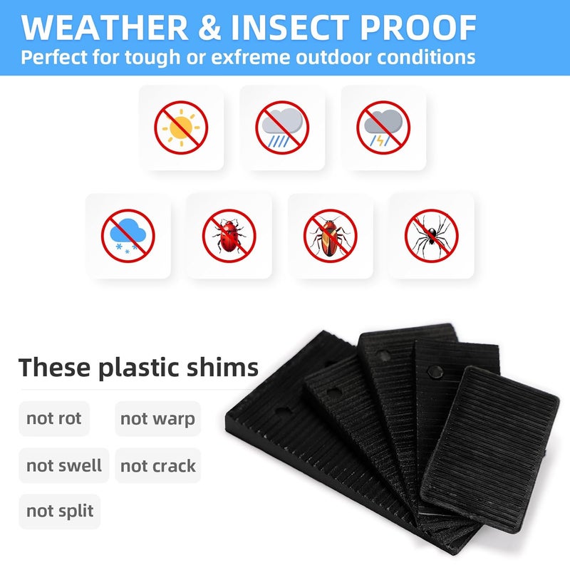 SIDAZON 16 Pack Multiple Size Slopes Black Plastic Composite Shims Leveling Wedges for Furniture Extreme Load Capacity Support Easy to snap Cut-to-fit Door Window Toilet Shims Sheds Table Levelers - Image 3